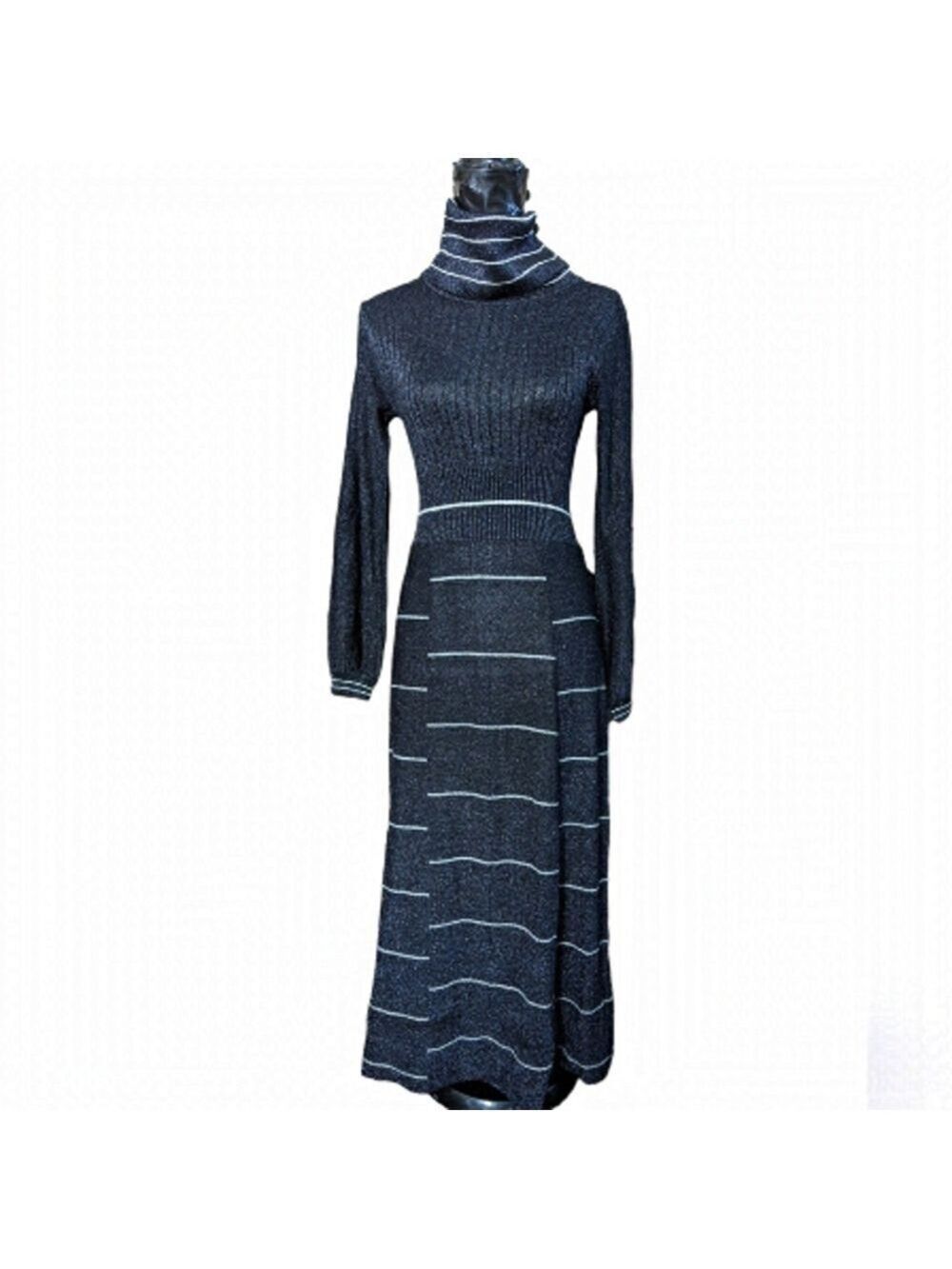 1970's Wenjilli Vintage Metallic Knit Maxi Dress